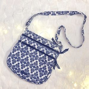 Vera Bradley Triple Zip Crossbody in Cobalt Tile